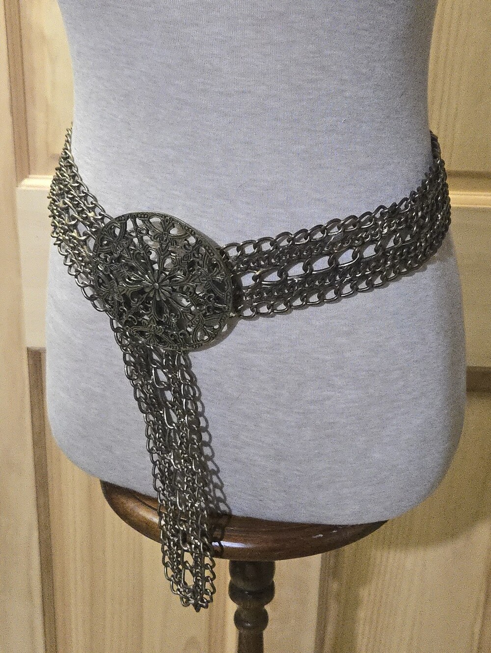 Bronze-Tone Filigree Chain Waist Belt